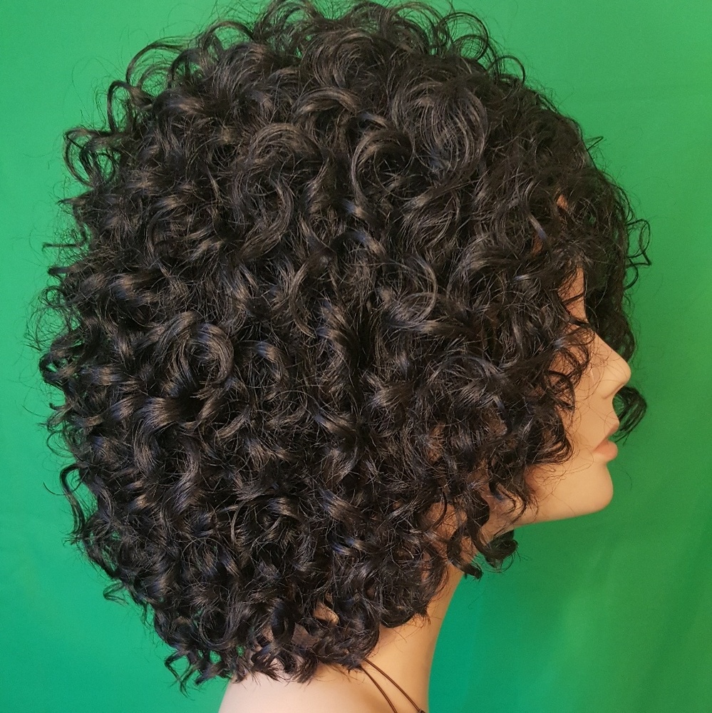 New Hand-made Presto Curl Crochet Wig w/lace part Color #1b - Picture 2 of 5